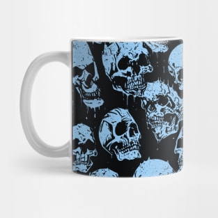 Grunge Goth Blue Skulls Dark Pattern Mug